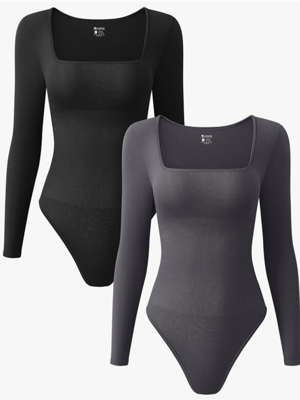 Not for Sale OQQ Women's 2 Ribbed Square Neck Long Sleeve Tops NEW Small